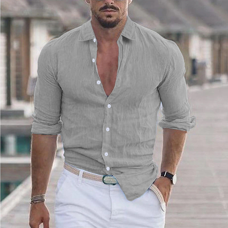 Men's Shirt | Breathable V-Neck with Button Placket for Casual Comfort 2