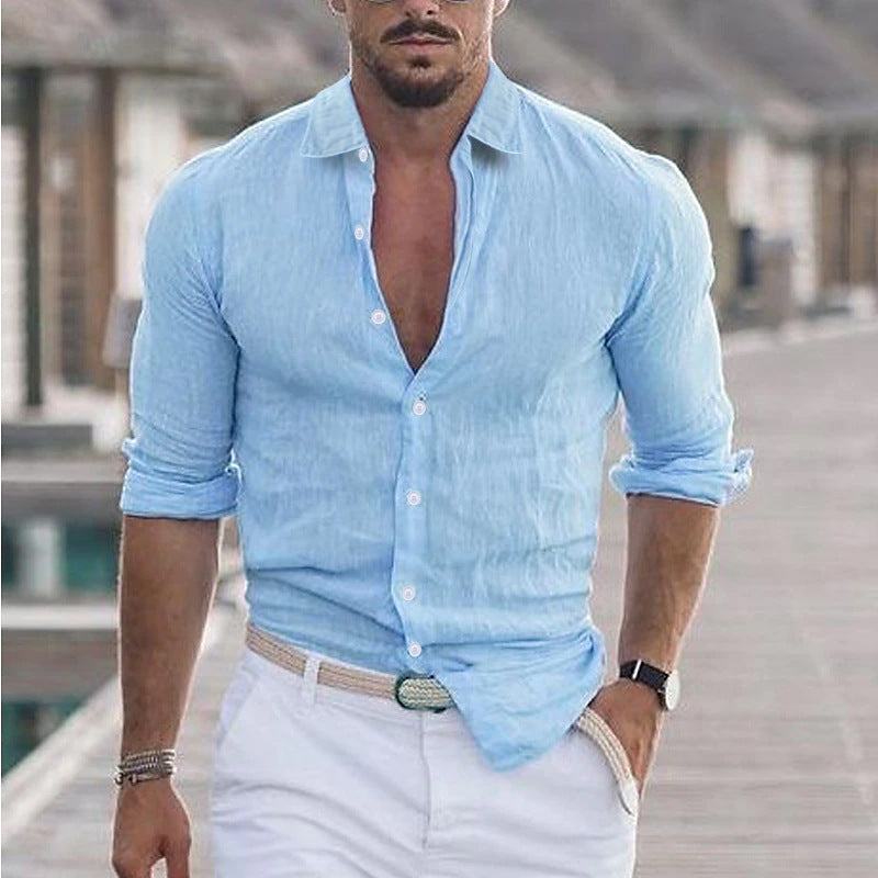 Men's Shirt | Breathable V-Neck with Button Placket for Casual Comfort 9