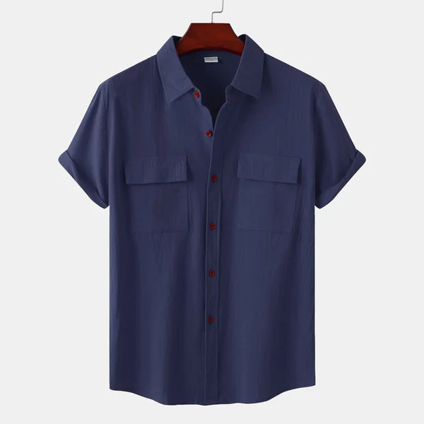 Men's Short Sleeve Button Up Shirt | Lightweight Fabric with Chest Pockets for Summer Style 2