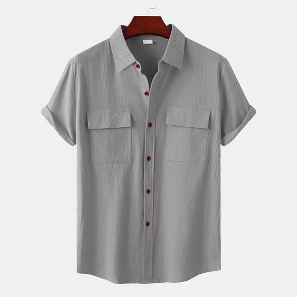 Men's Short Sleeve Button Up Shirt | Lightweight Fabric with Chest Pockets for Summer Style 3