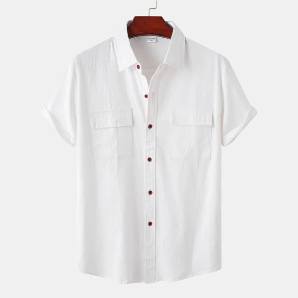 Men's Short Sleeve Button Up Shirt | Lightweight Fabric with Chest Pockets for Summer Style 5