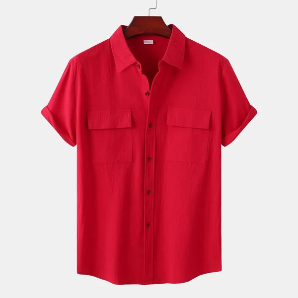 Men's Short Sleeve Button Up Shirt | Lightweight Fabric with Chest Pockets for Summer Style 6