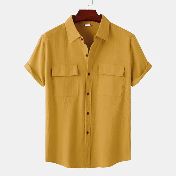 Men's Short Sleeve Button Up Shirt | Lightweight Fabric with Chest Pockets for Summer Style 7
