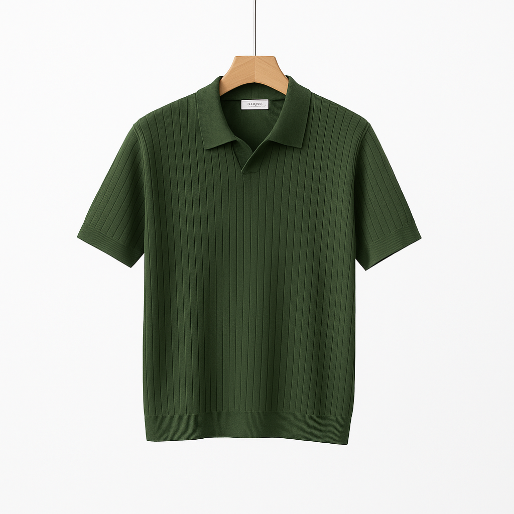 Men's Short Sleeve Polo Shirt | Elegant Striped Design with Classic Collar 1