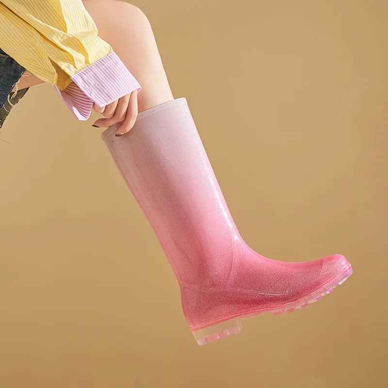Mid-Calf Rain Boots | Waterproof Gradient Design for Women 1
