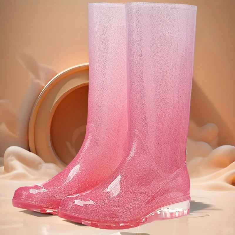 Mid-Calf Rain Boots | Waterproof Gradient Design for Women 4