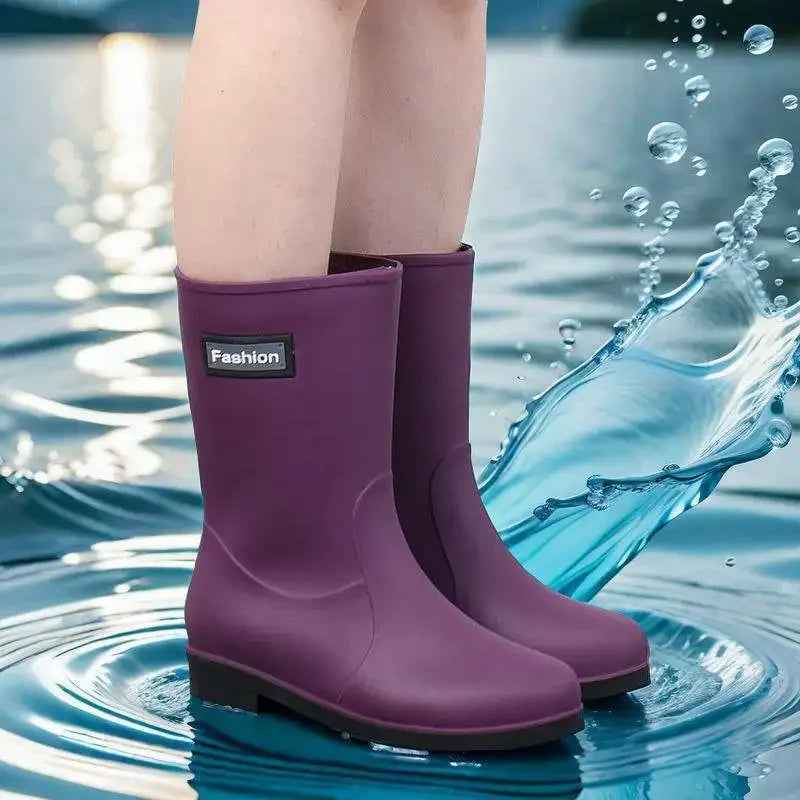 Mid-Calf Rain Boots | Waterproof PVC with Non-Slip Design for Women 1