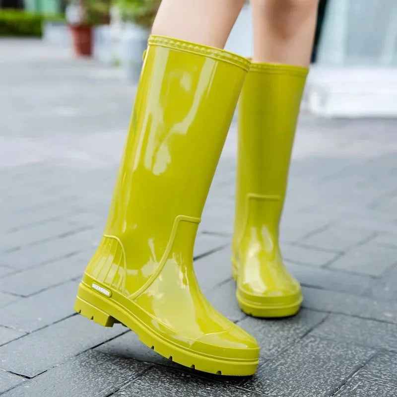 Mid-Calf Waterproof Rain Boots | Stylish Non-Slip Rubber Design for Women 0