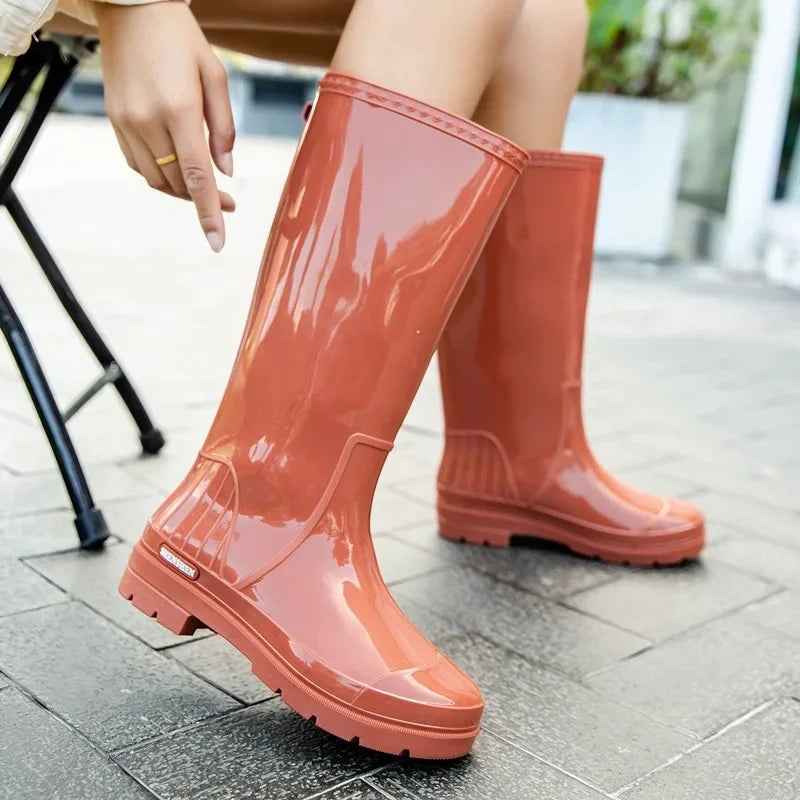 Mid-Calf Waterproof Rain Boots | Stylish Non-Slip Rubber Design for Women 4