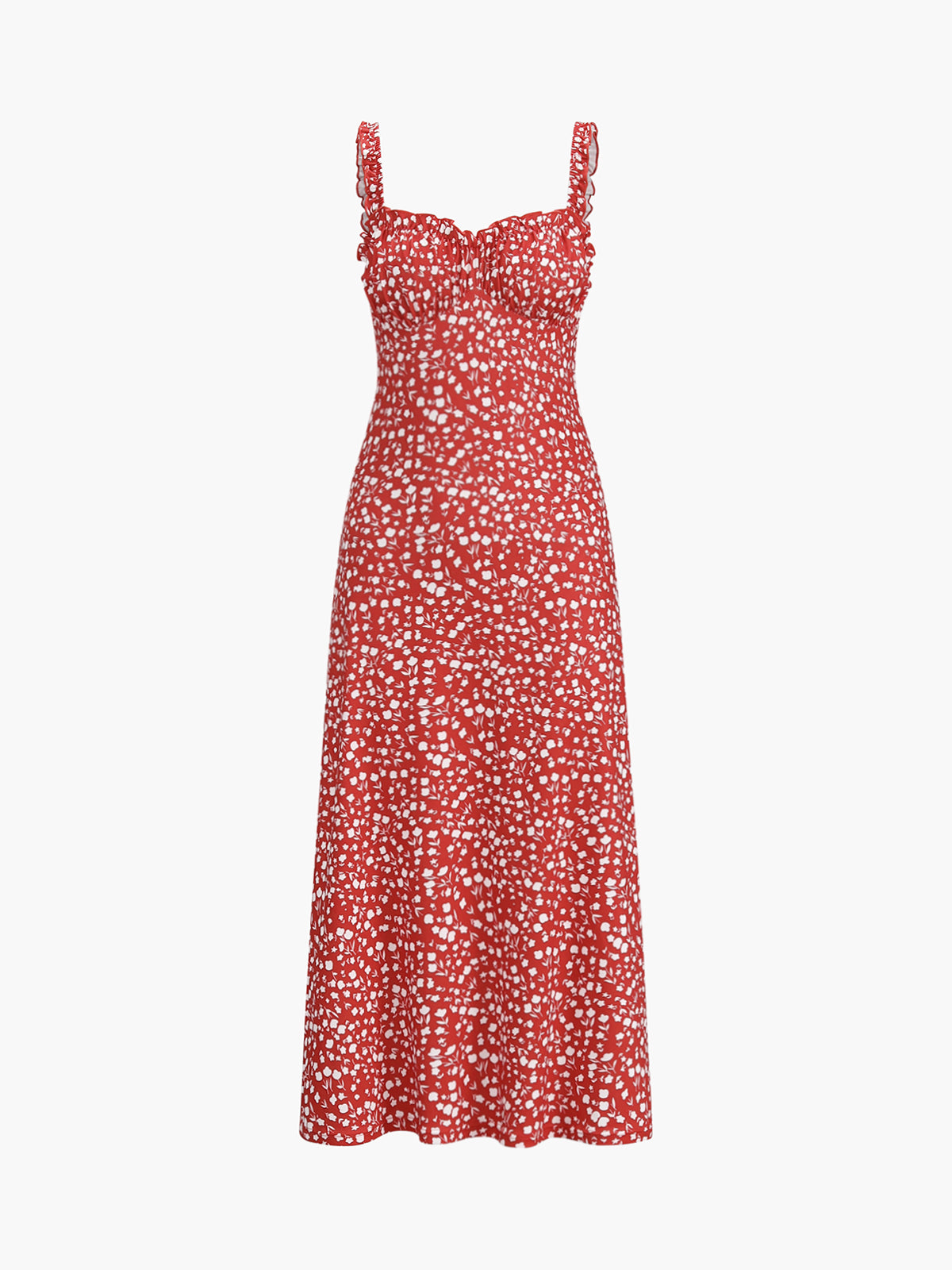 Midi Floral Bohemian Dress | Sleeveless Jersey with Lettuce Trim 5