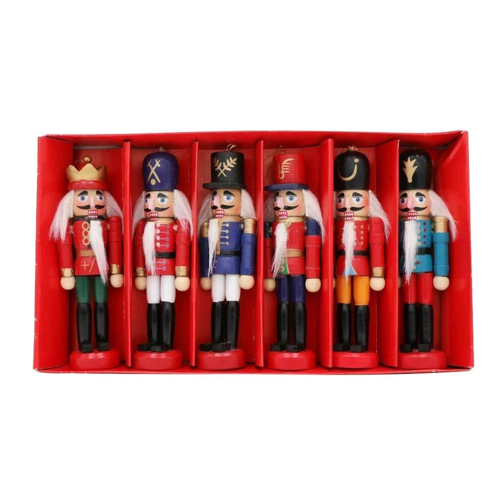 Mini Nutcracker Ornaments | Set of 6 Wooden Christmas Decorations 0