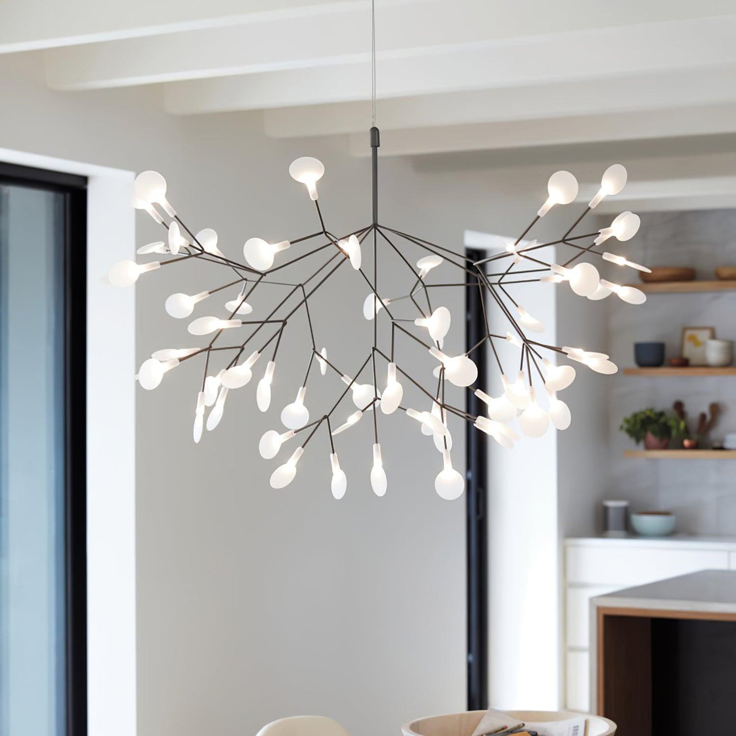 Modern Black Chandelier | Flower-Shaped Acrylic Design with Remote Control 2