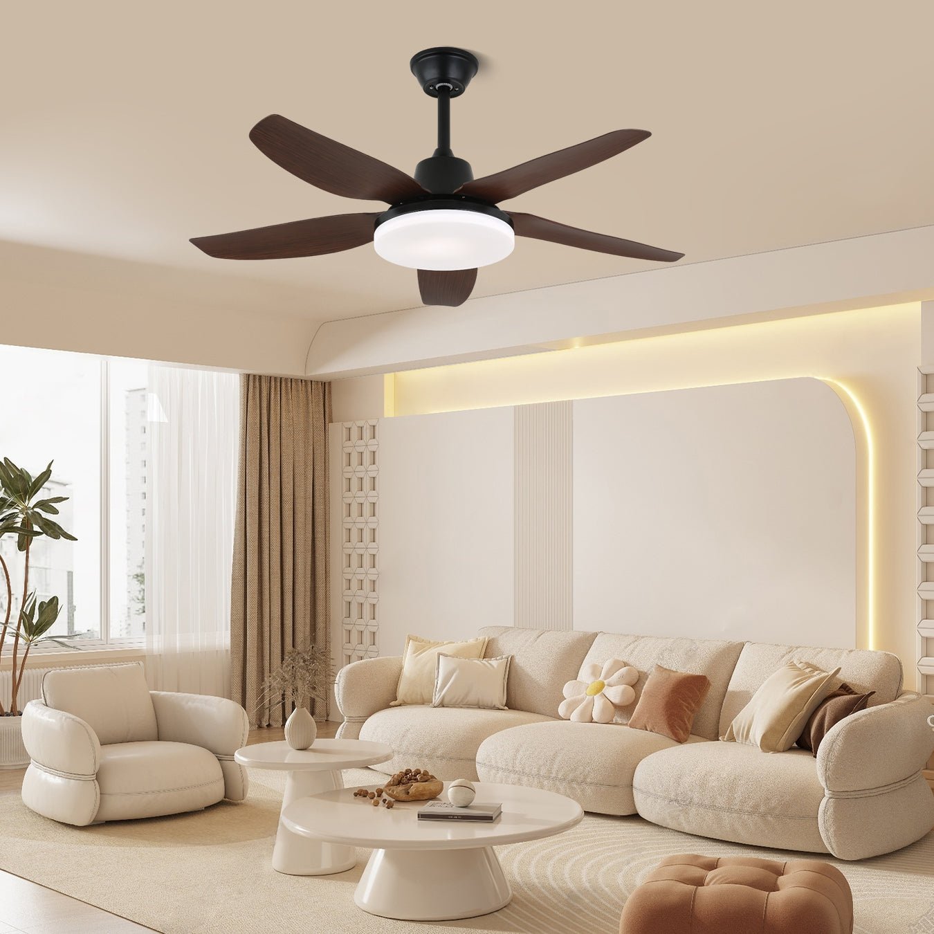 Modern Ceiling Fan Light | Integrated LED & 6-Speed Control Flush Mount Ceiling Fan 3