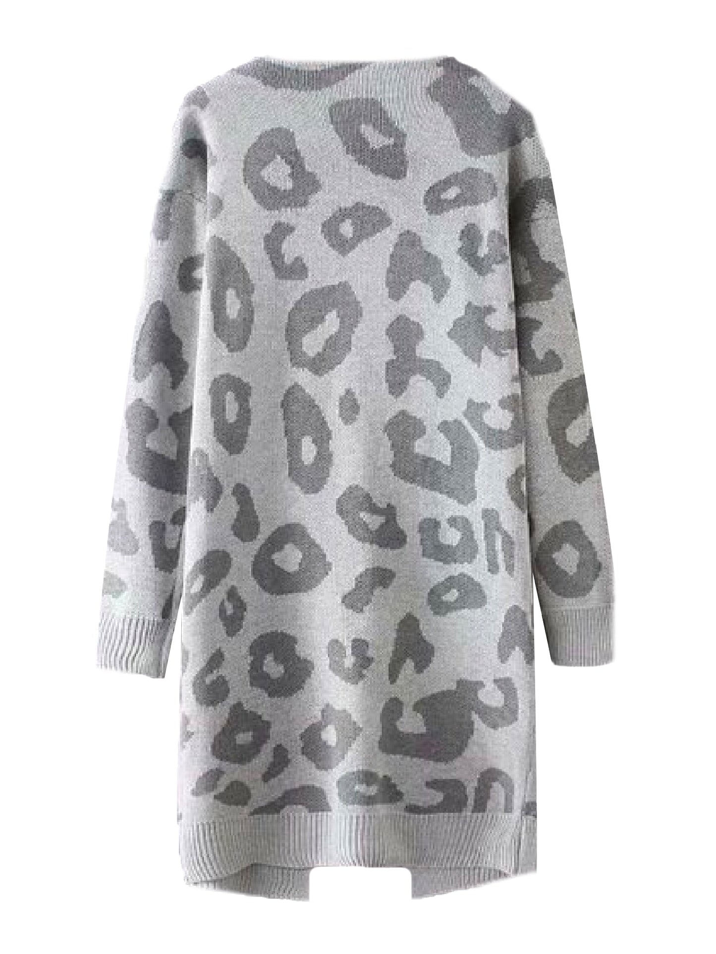 Open Cardigan | Leopard Print Knitted Design with Side Pockets 4