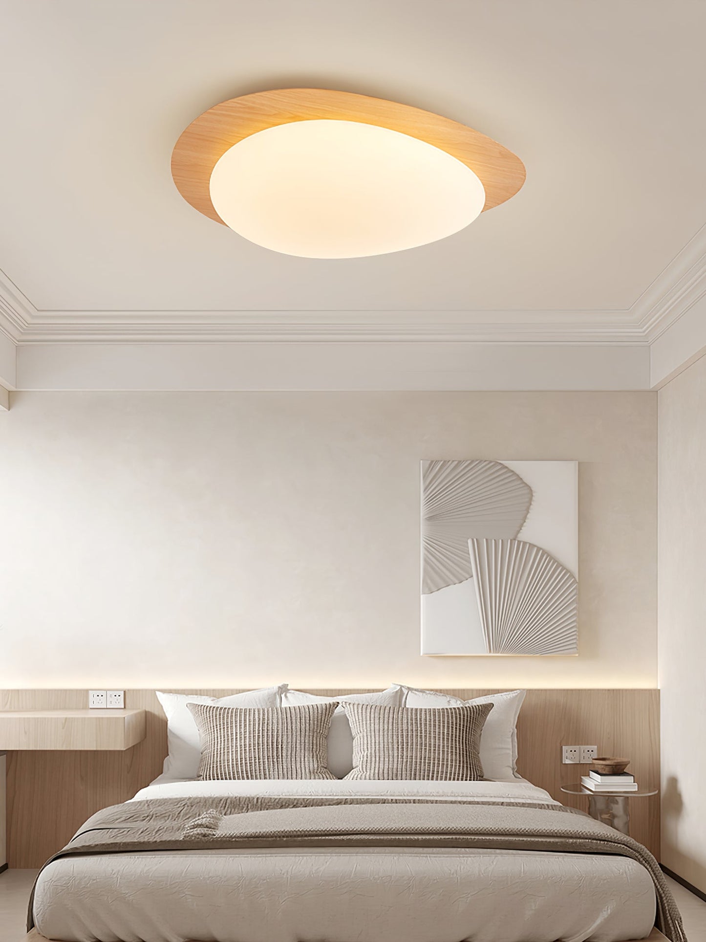 Pebble Ceiling Light | Elegant Walnut Design with Integrated LED 7