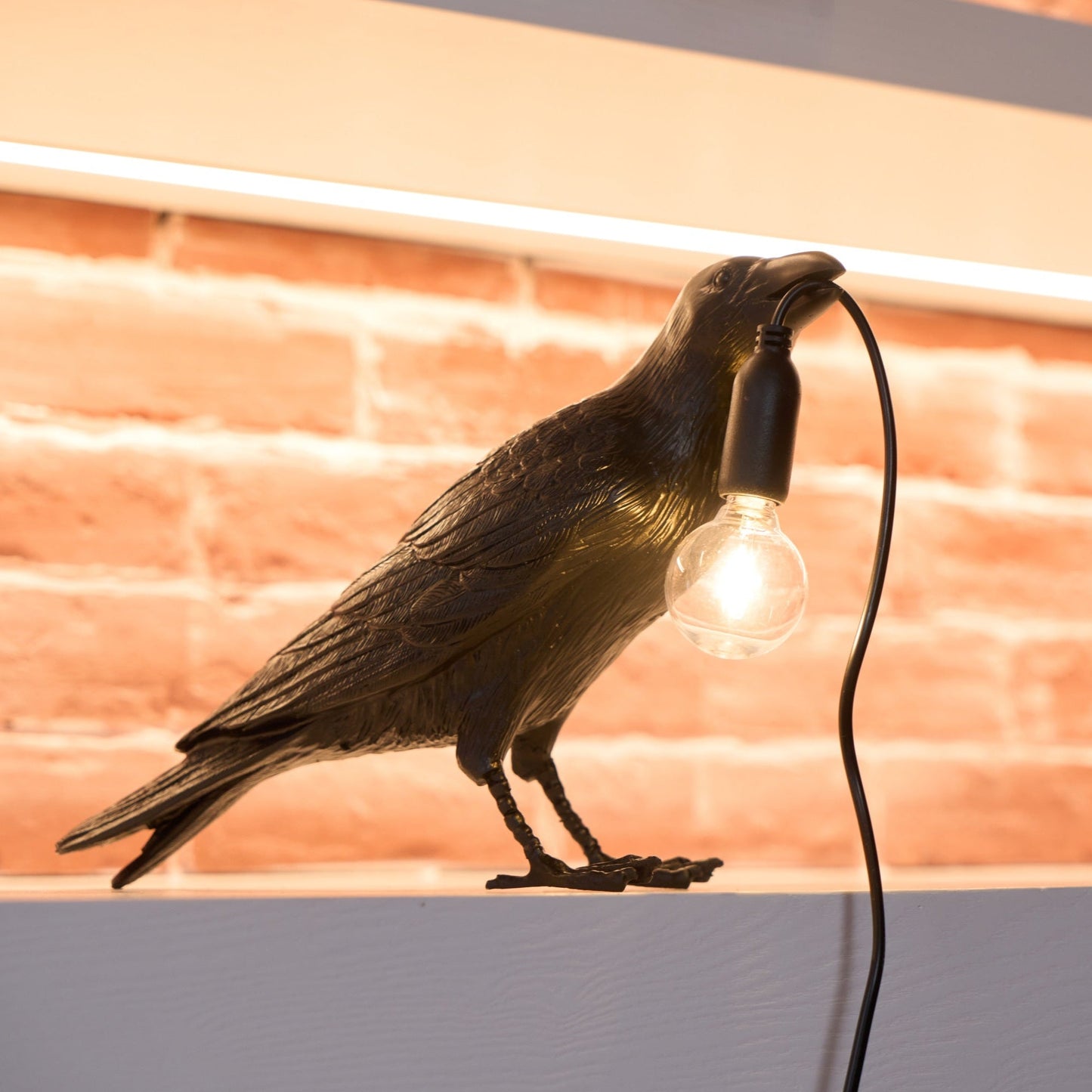 Raven Table Lamp | Unique Resin Sculpture with Edison Bulb for Bedroom and Living Room 5