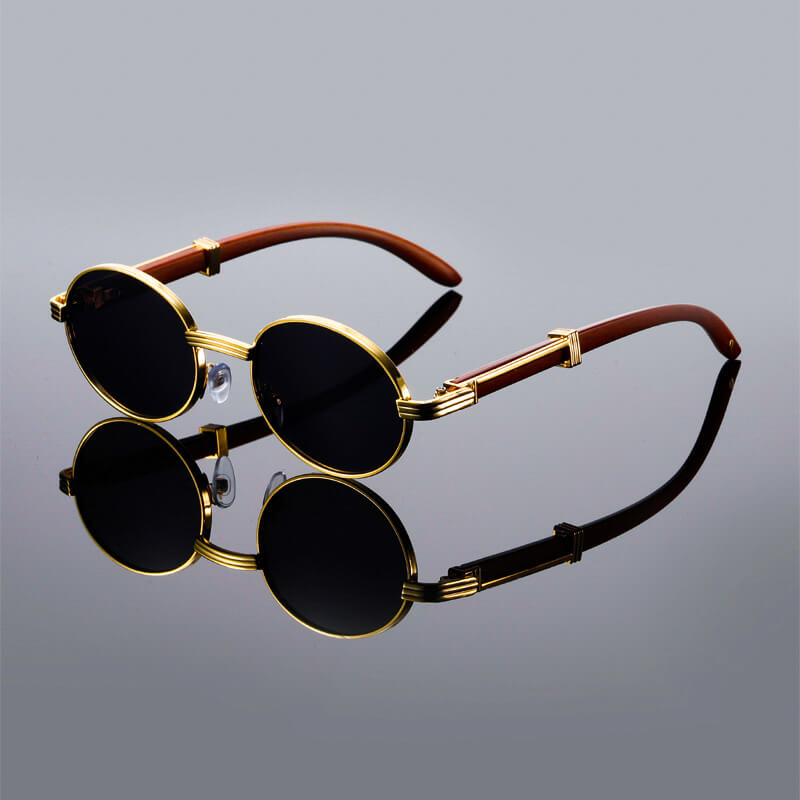 Retro Oval Sunglasses | UV 400 Protection with Lightweight Wooden Temples 4