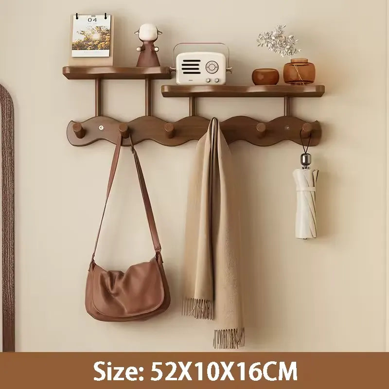 Ripple Collection | Wall Mounted Coat Rack with Shelf & Hooks | Stylish Bamboo Organizer for Entryways 8