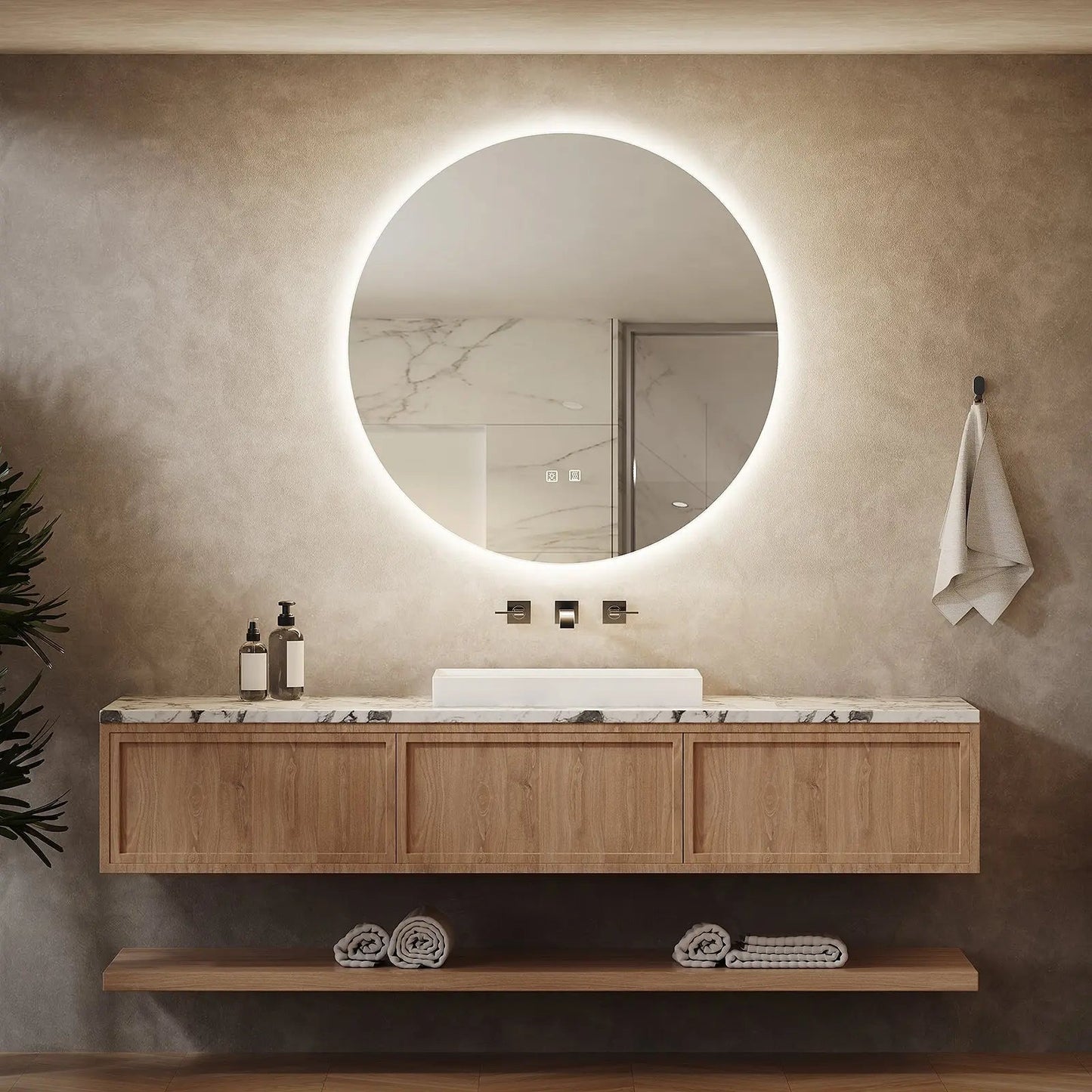 Ronde Achtergrondverlichte LED BADKAMERS Make-upspiegels Met Dimbare Verlichting