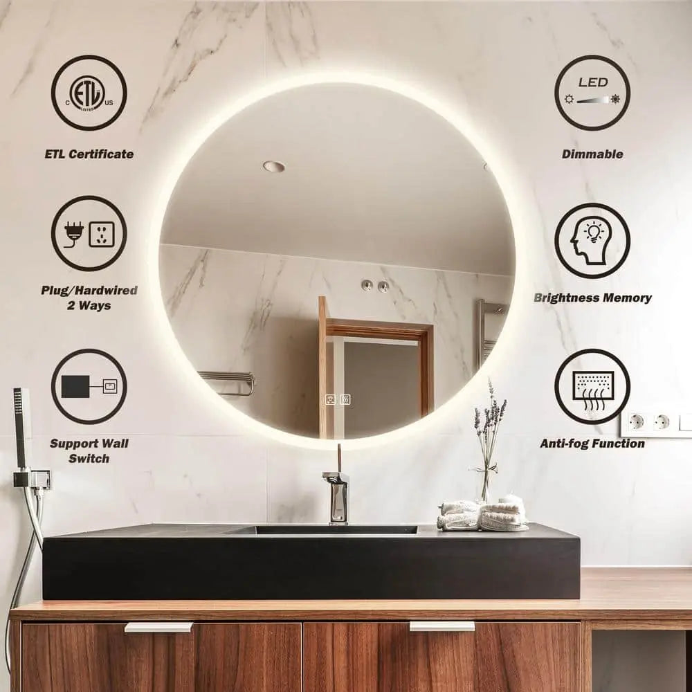 Ronde Achtergrondverlichte LED BADKAMERS Make-upspiegels Met Dimbare Verlichting