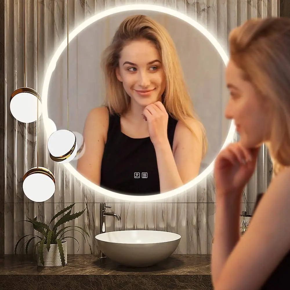 Ronde Achtergrondverlichte LED BADKAMERS Make-upspiegels Met Dimbare Verlichting