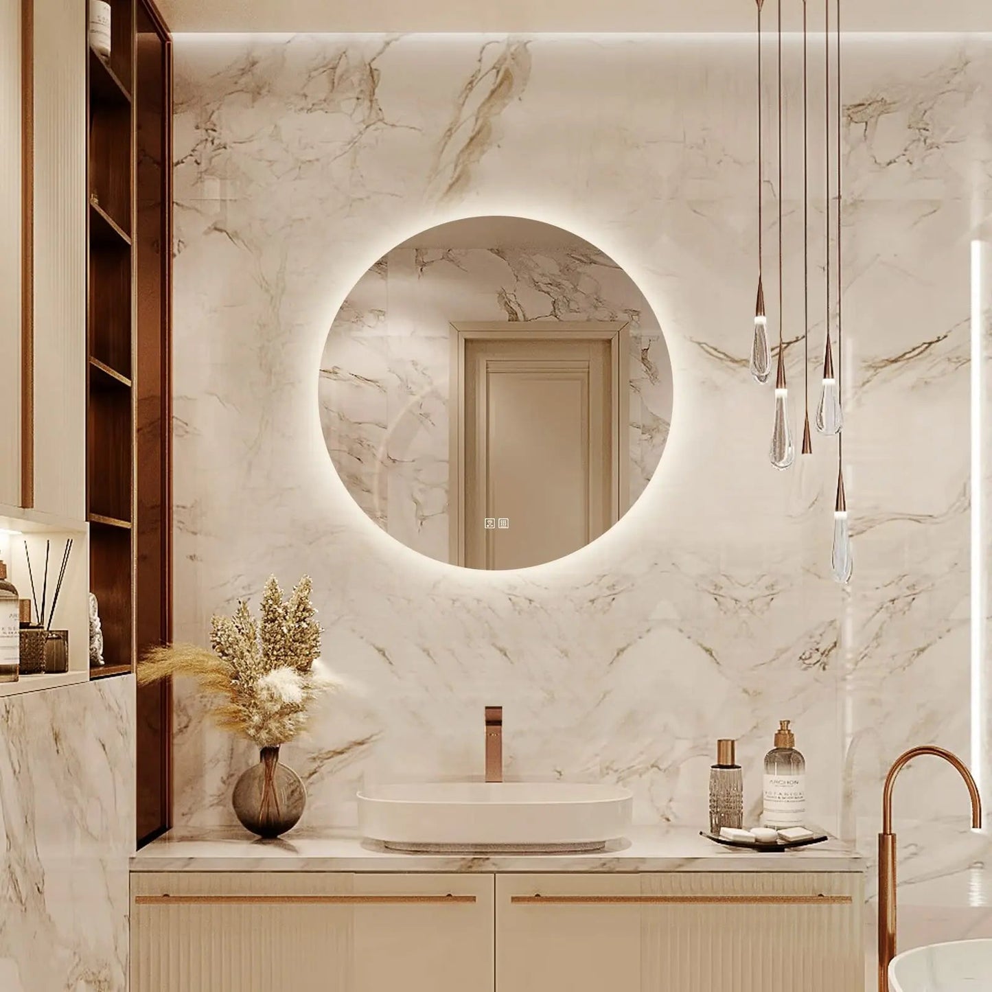 Ronde Achtergrondverlichte LED BADKAMERS Make-upspiegels Met Dimbare Verlichting
