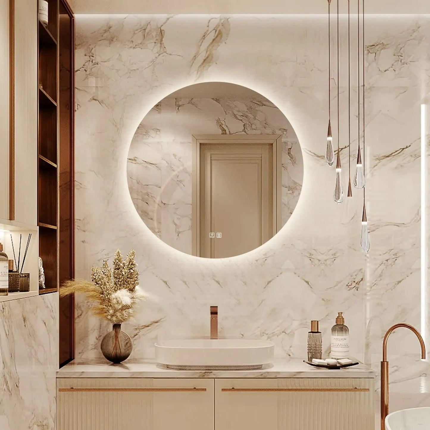 Ronde Achtergrondverlichte LED BADKAMERS Make-upspiegels Met Dimbare Verlichting