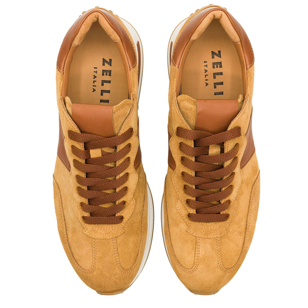 66-265-CGN ROXI Sneakers in camoscio e pelle di vitello, cognac