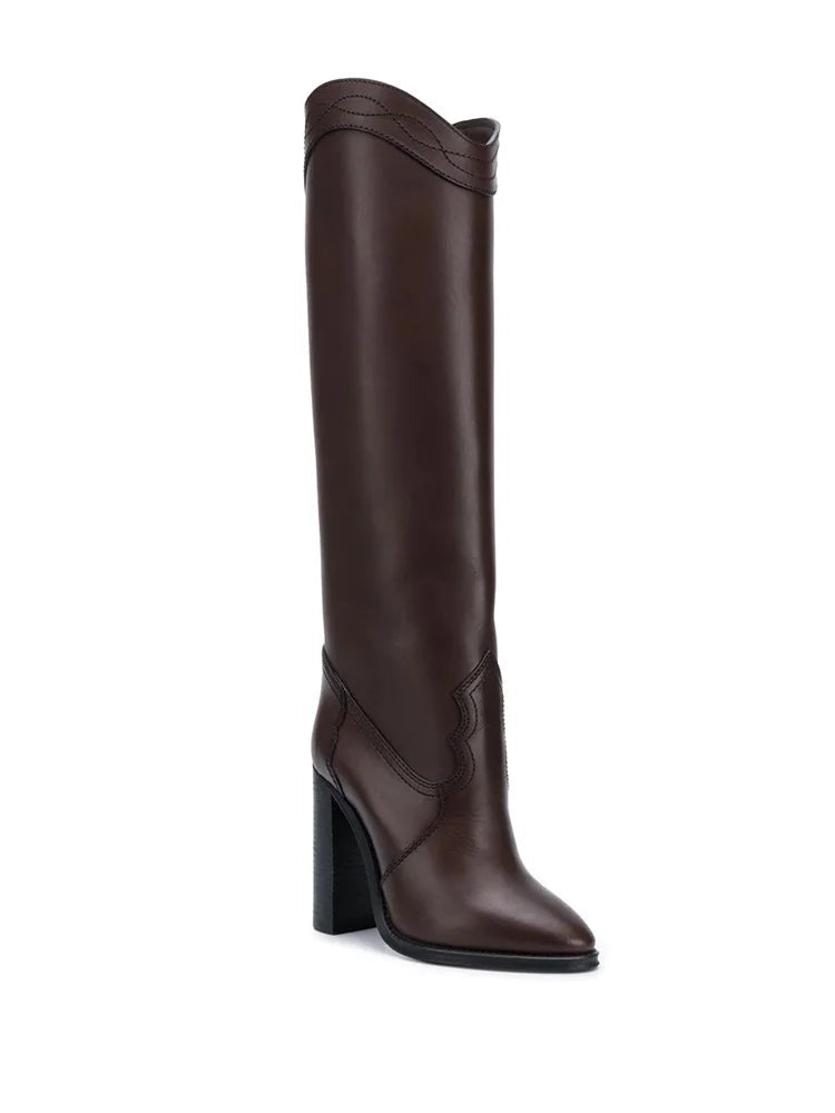 Knee High Heeled Cowboy Boots | Genuine Leather Classic Western Style 3