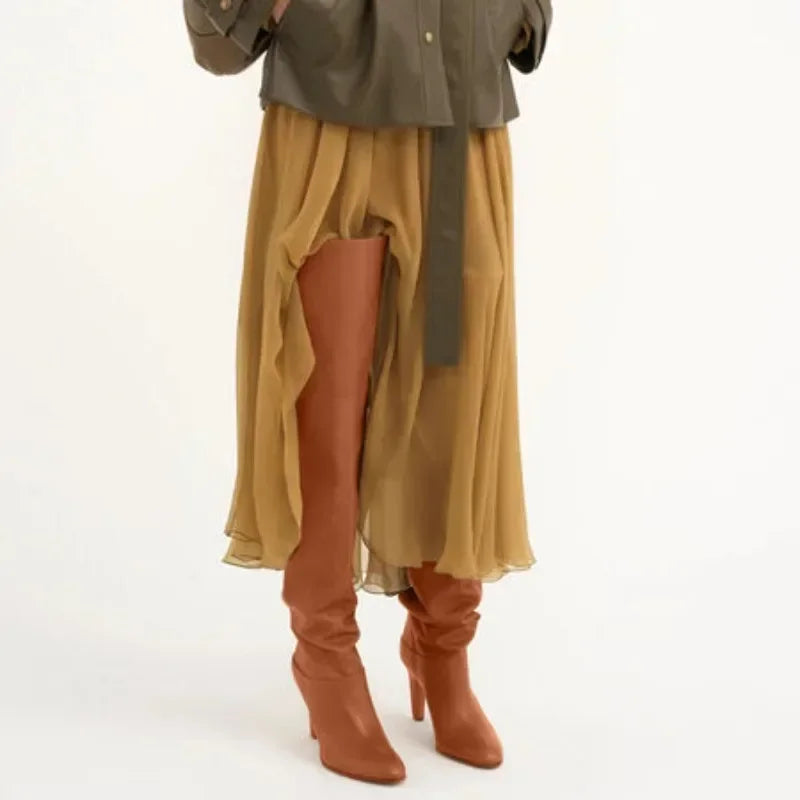 Black Over the Knee Boots | Premium Genuine Leather with Pointed Toe Design 5