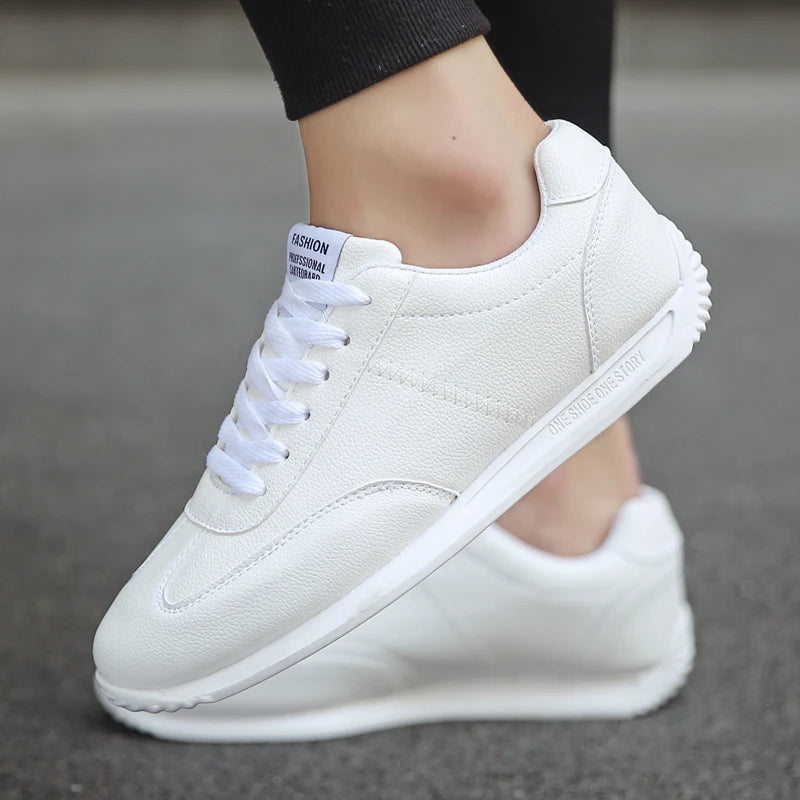 Casual Men's Sneakers – Breathable White Leather Loafers with Non-Slip Sole for All-Day Comfort 3
