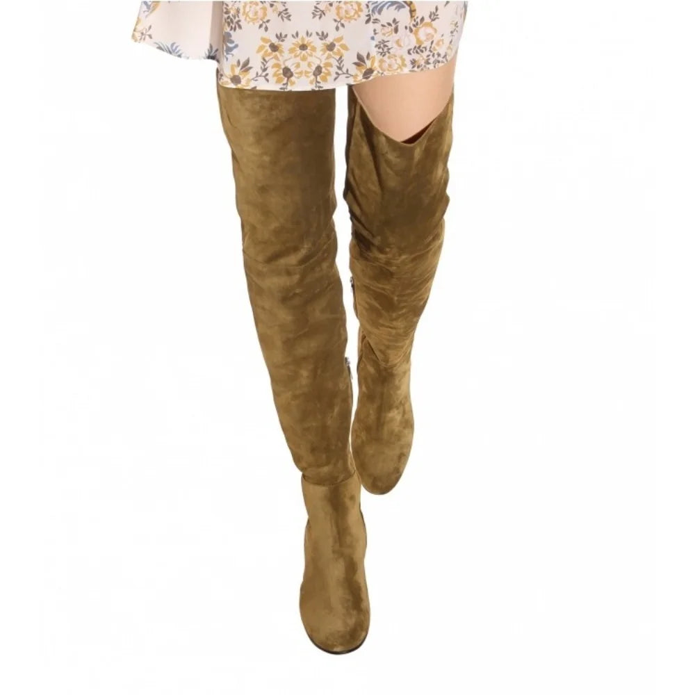 Faux Suede Over-the-Knee Boots | Stylish and Comfortable Block Heel 5