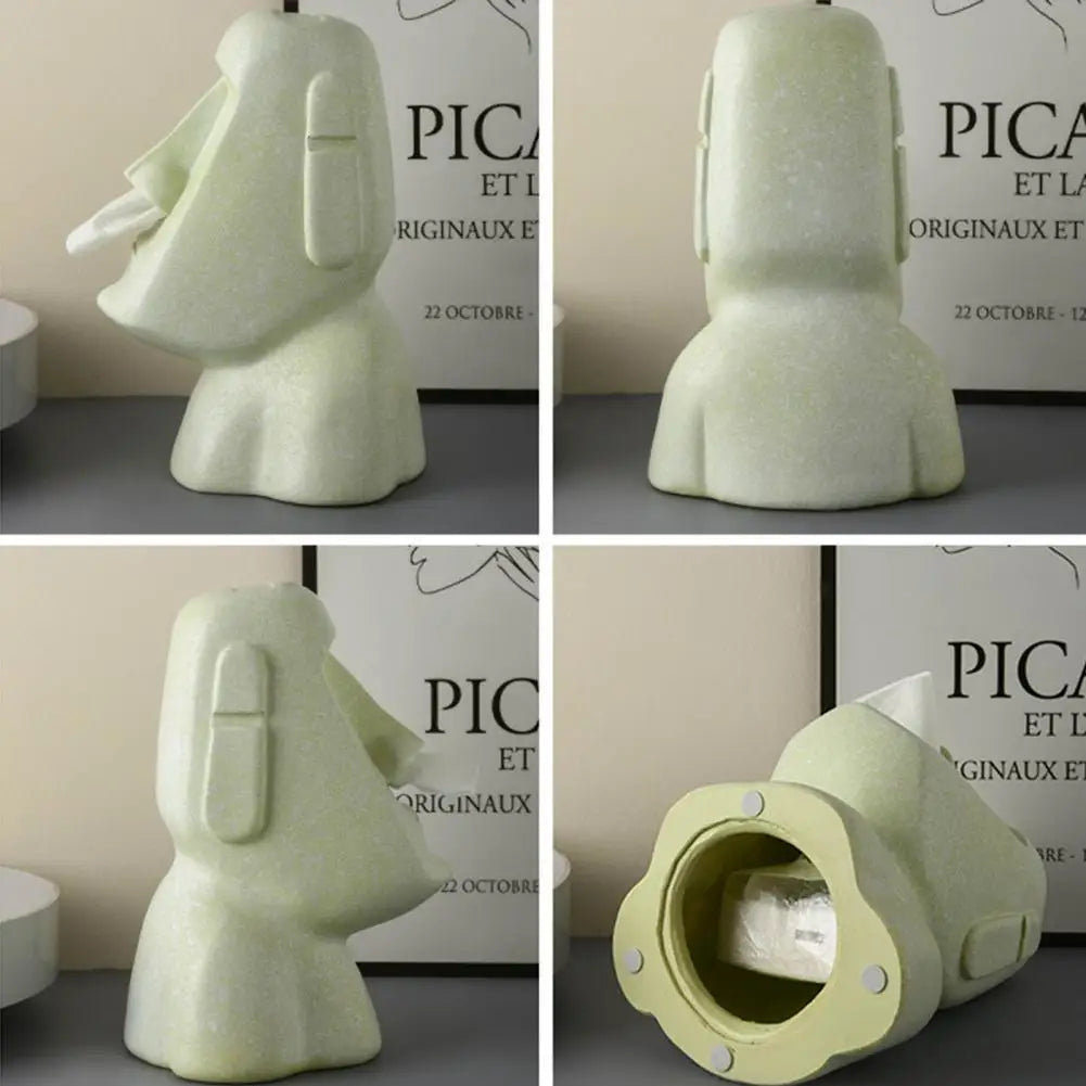 Scatola di fazzoletti a forma di busto dell'Isola di Pasqua