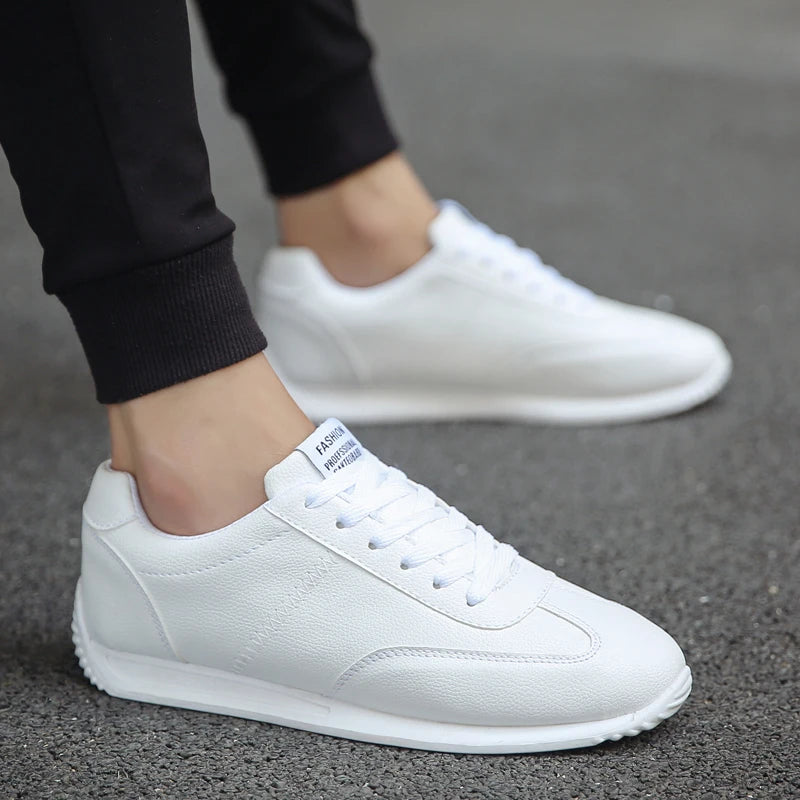 Casual Men's Sneakers – Breathable White Leather Loafers with Non-Slip Sole for All-Day Comfort 2