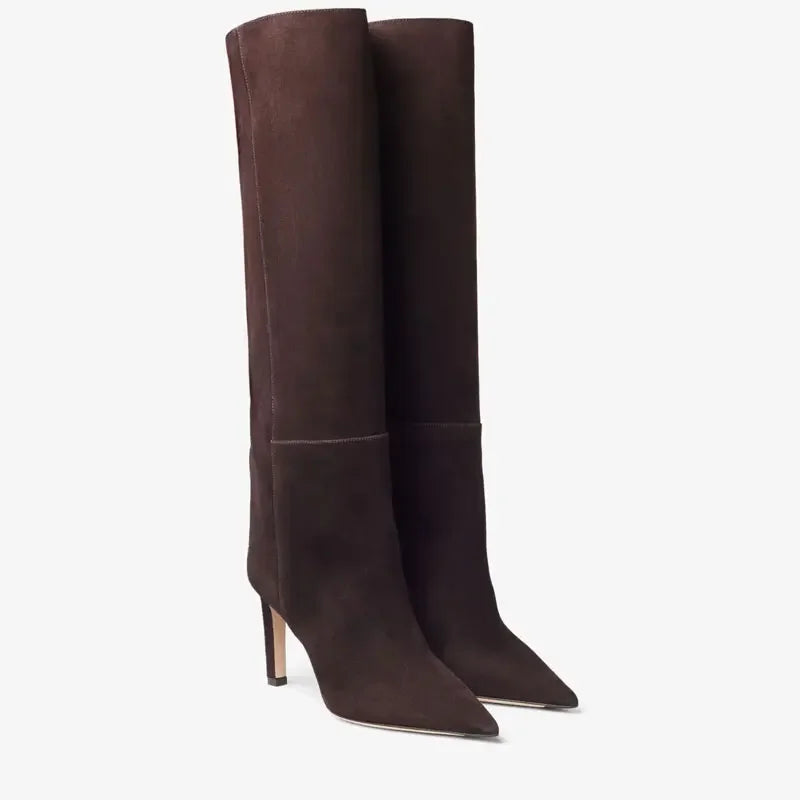 Knee High Boots | Eco-Suede Pointed Toe Design with Comfortable Sole 8