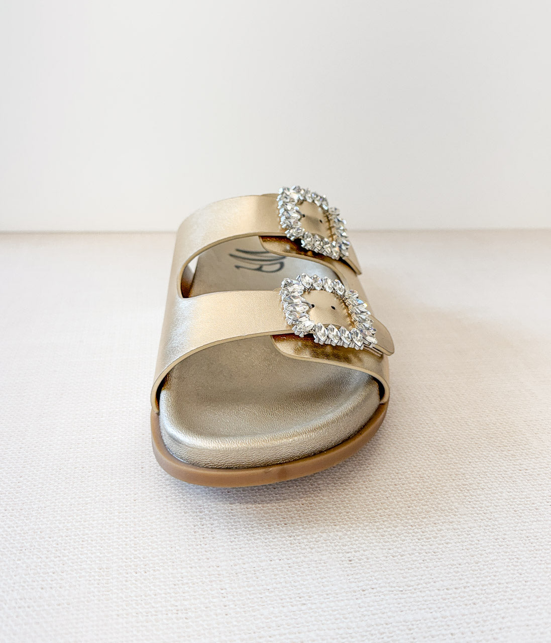 Mules à boucle en strass Stellar en or