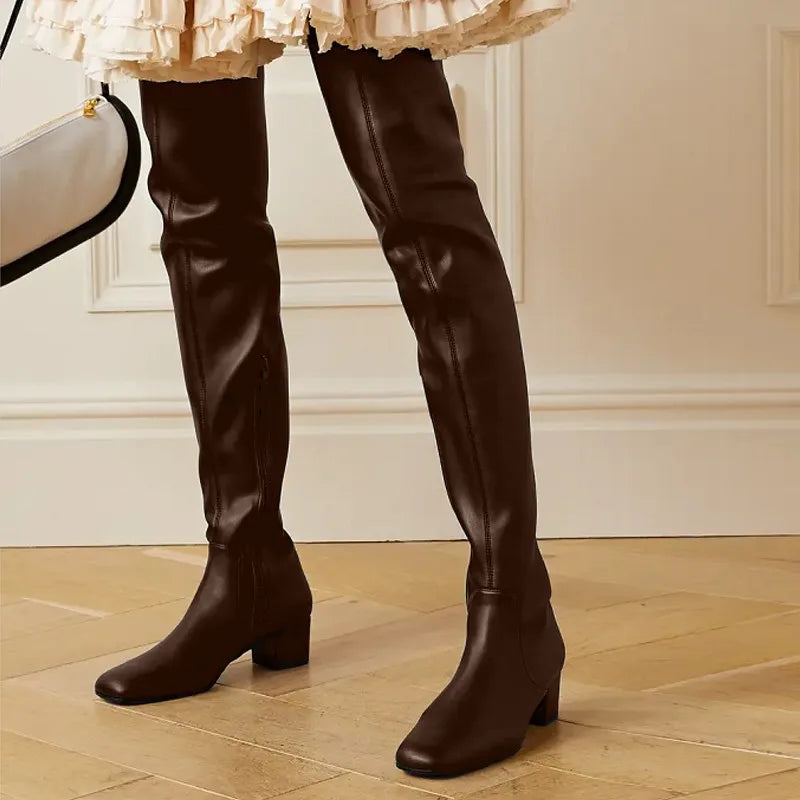 Over-the-Knee Boots | Soft Genuine Leather with Comfortable Block Heel 4