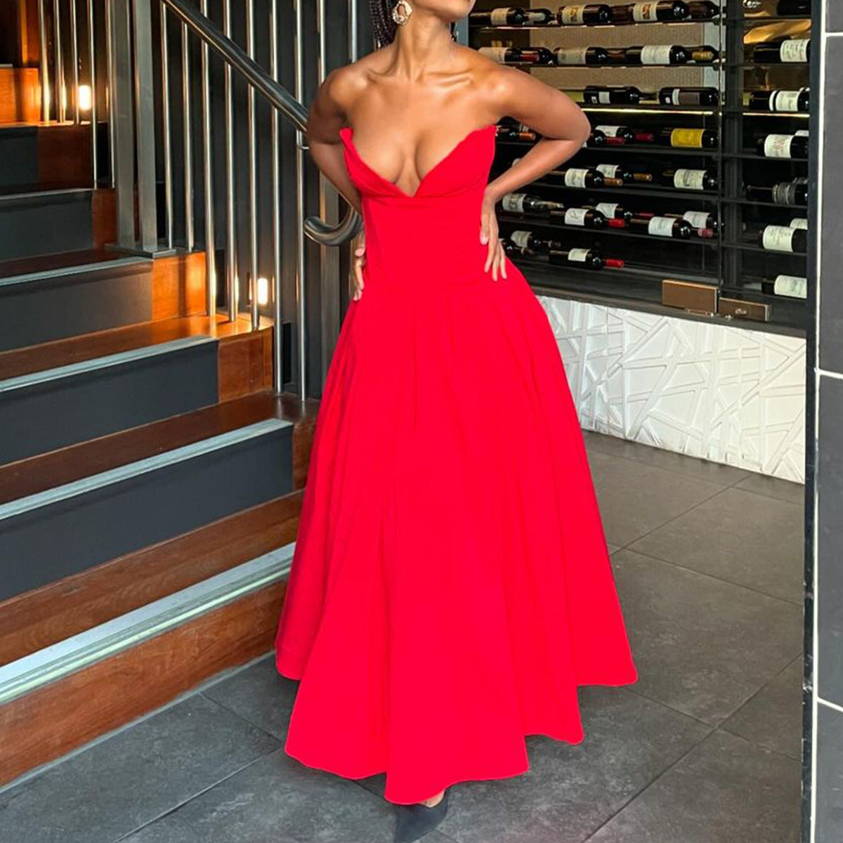 Trägerloses Sweetheart Korsett Midi Kleid