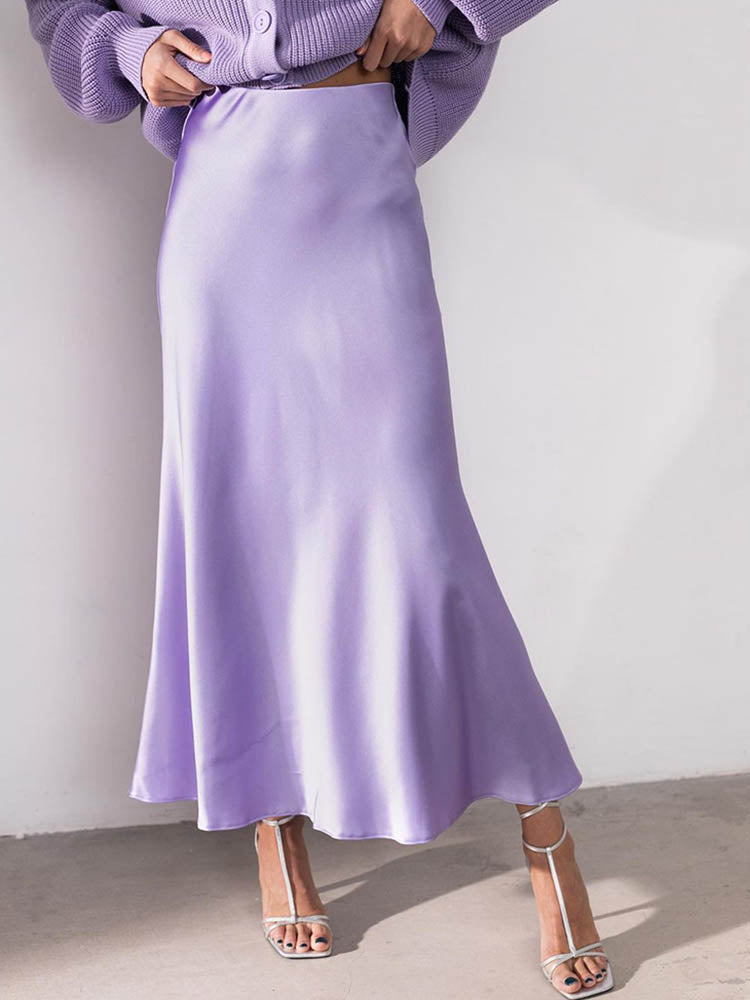 Satin Midi Skirt | Elegant A-Line Design with Glossy Finish 3