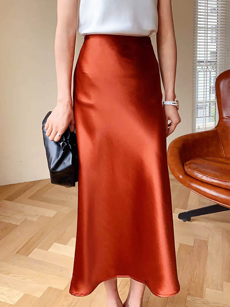 Satin Midi Skirt | Elegant A-Line Design with Glossy Finish 6