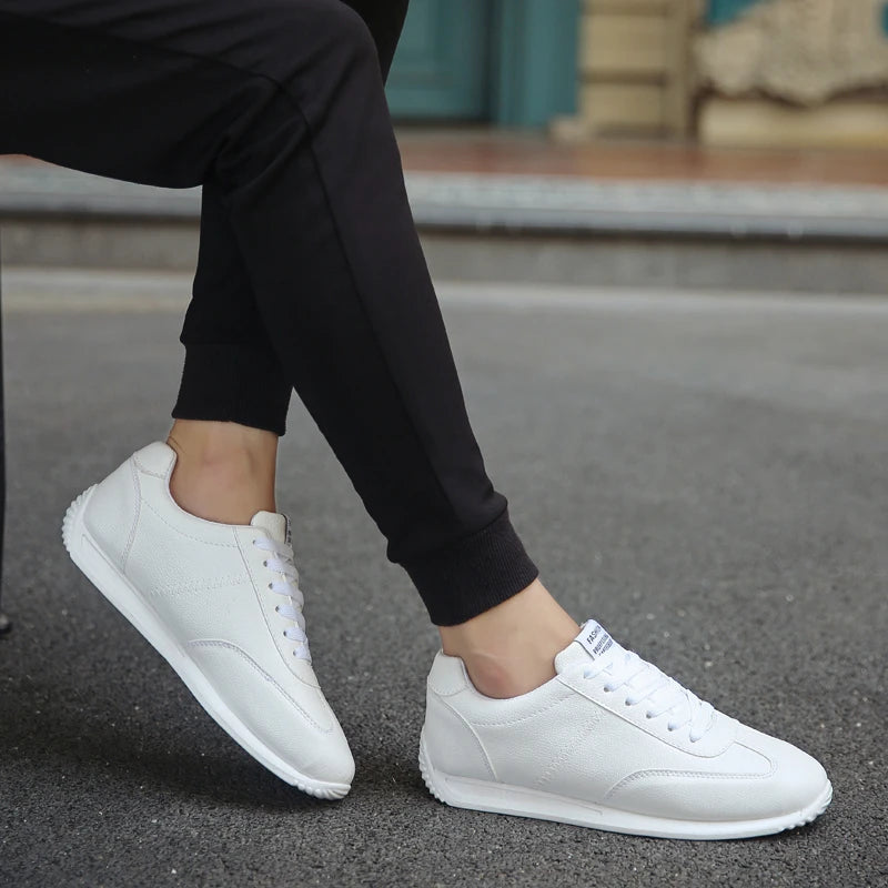 Casual Men's Sneakers – Breathable White Leather Loafers with Non-Slip Sole for All-Day Comfort 6