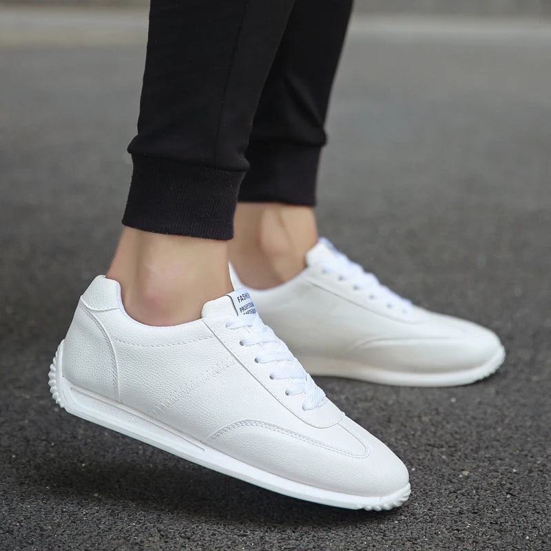 Casual Men's Sneakers – Breathable White Leather Loafers with Non-Slip Sole for All-Day Comfort 5