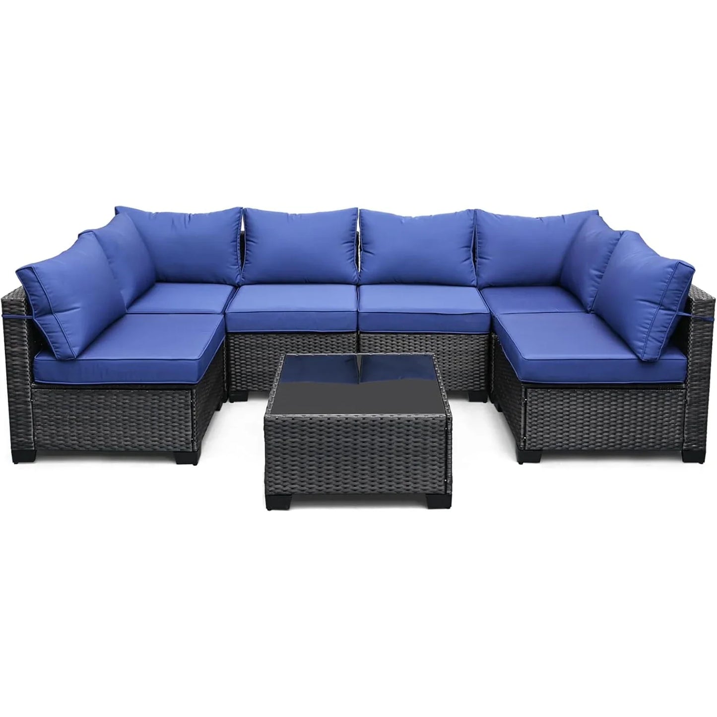 HobbyLane 7-teiliges modulares Gartenmöbel-Set aus PE-Rattan für den Außenbereich