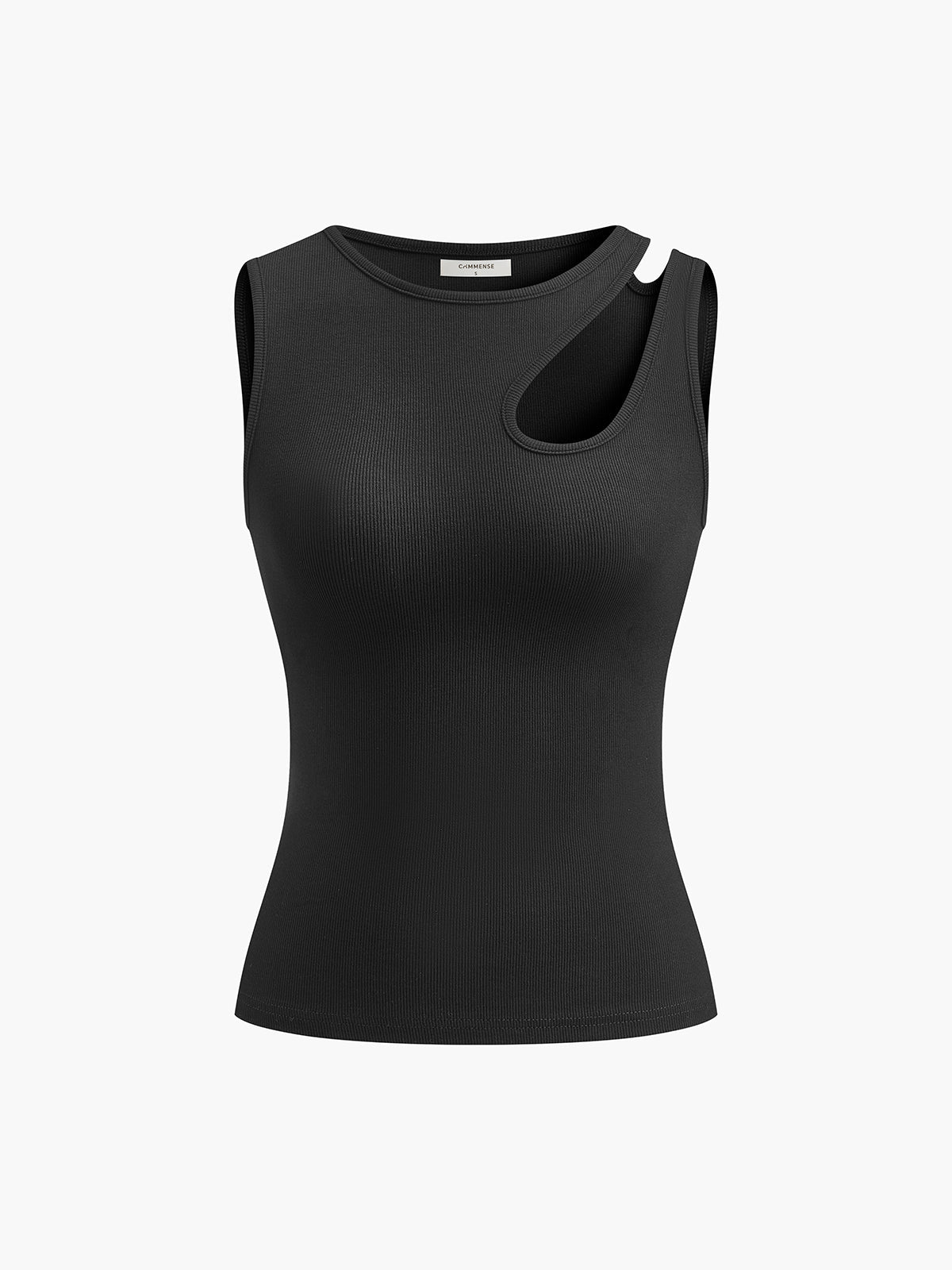 Semi-Sheer Cutout Tank Top | Asymmetrical Ribbed Design with Slim Fit 8