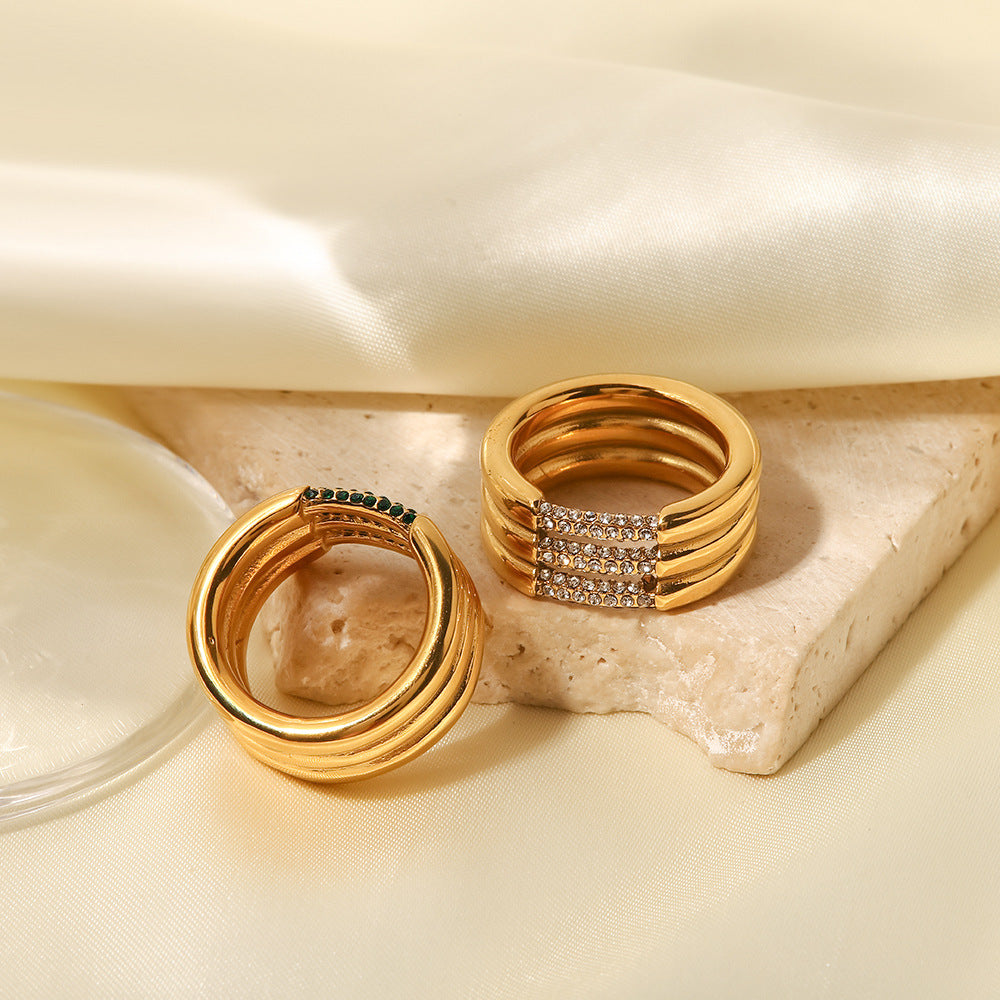 Serenity Gold Ring | Elegant 18k Gold Plated with Diamond Simulants 7