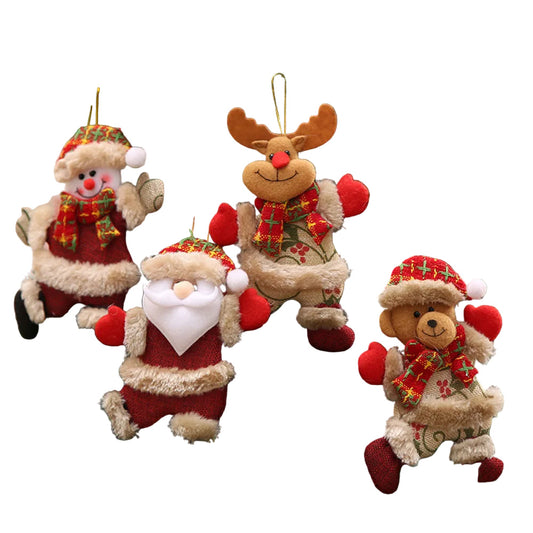 Set of 4 Shiny Christmas Ornaments | Festive Decorations with Santa and Snowman 0