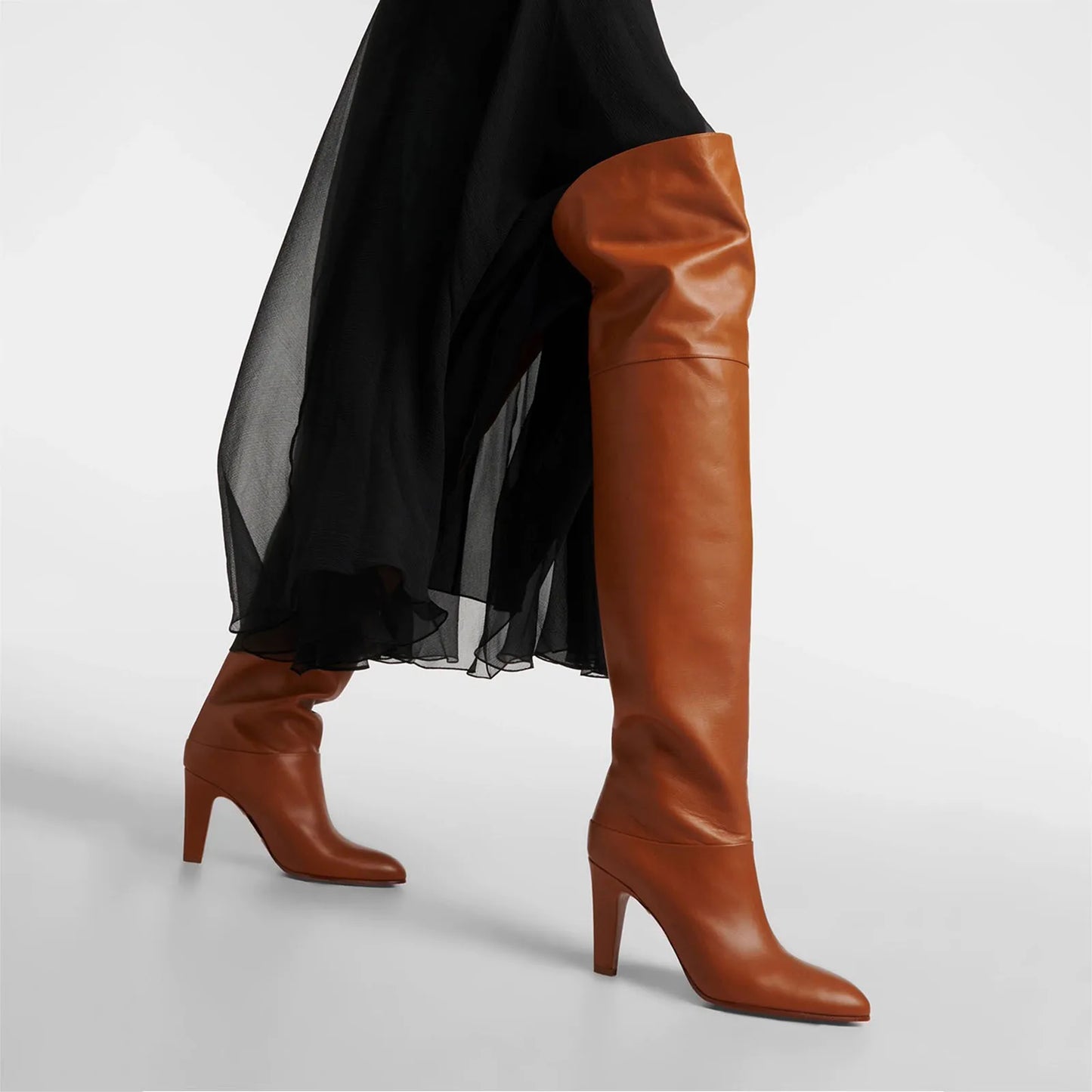 Black Over The Knee Boots | Leather Design with Lace-Up Detail 1