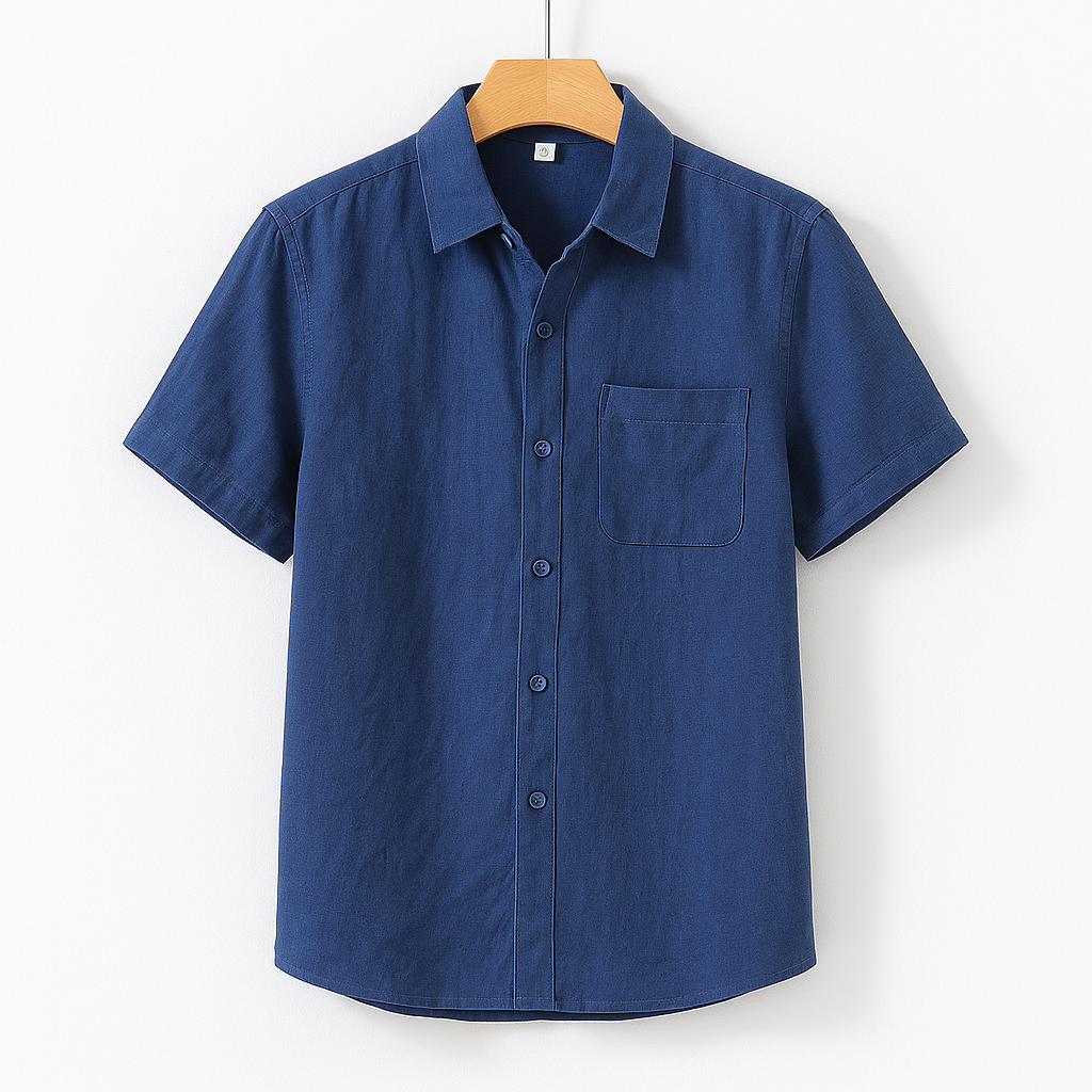 Short Sleeve Linen Shirt | Breathable Fabric with Chest Pocket for Summer Comfort 3
