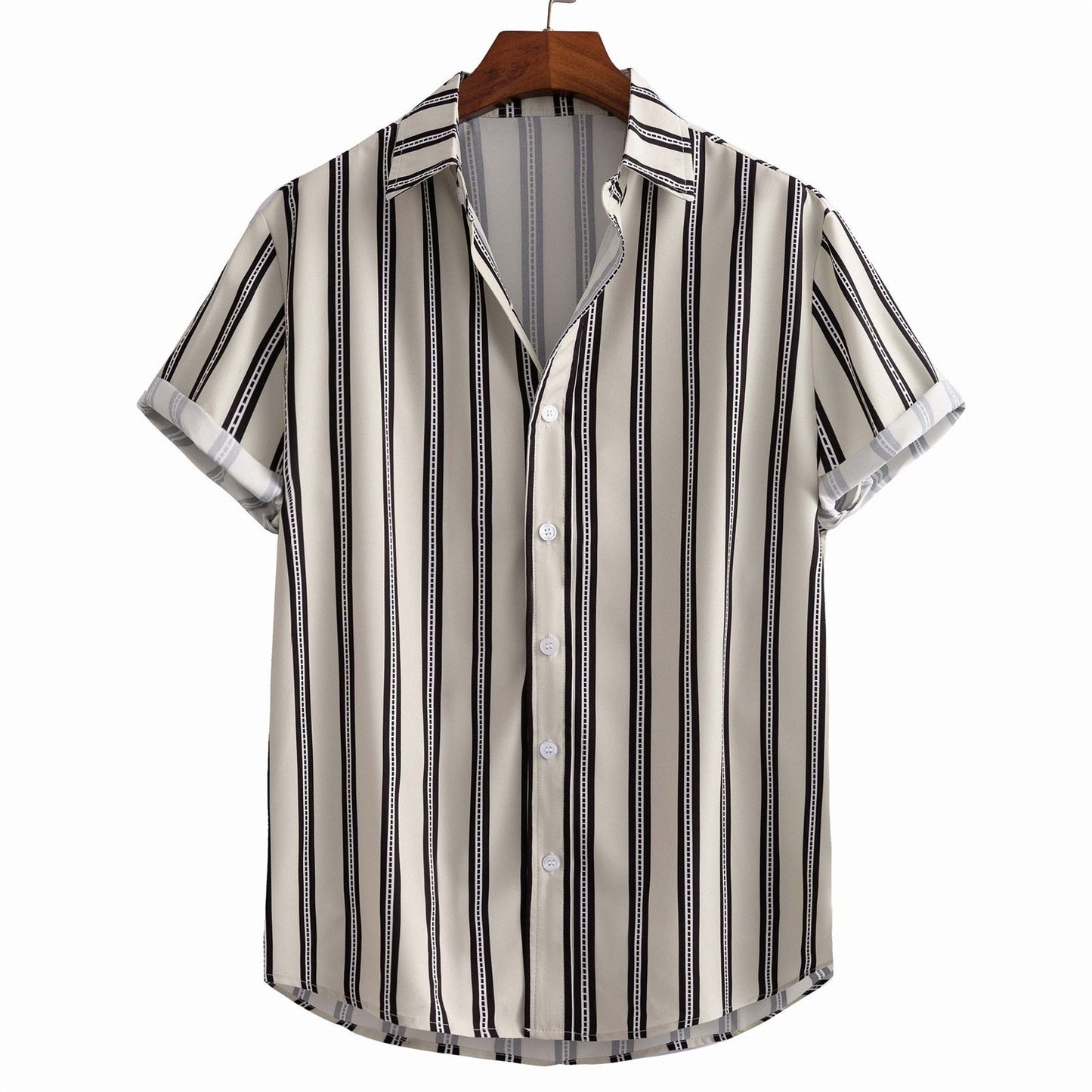 Short Sleeve Striped Shirt | Lightweight Fabric with Classic Collar & Relaxed Fit 0