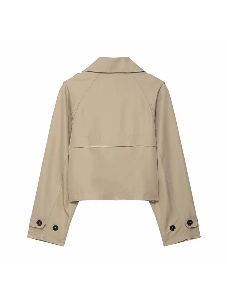 Short Trench Coat Women | Double Breasted Design with Functional Pockets 4